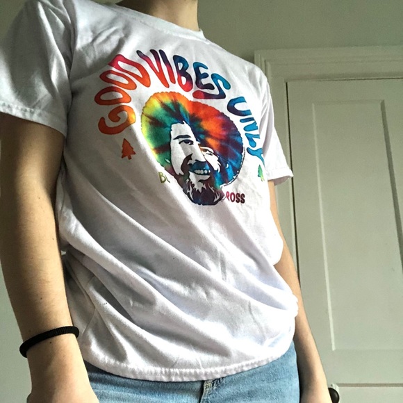 “Good Vibes Only” Psychedelic Bob Ross Tee - Picture 2 of 2